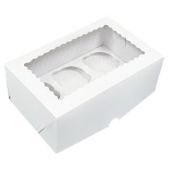 Коробка на 6 капкейков Белая с фигурным окном 
