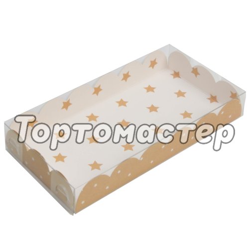 Коробка для сладостей с прозрачной крышкой "Золотые звёздочки" 10,5х21х3 см 5 шт 3130941