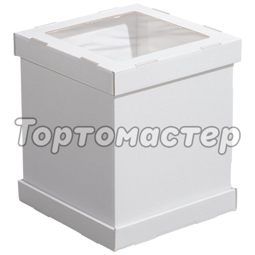 Коробка для торта с окном Белая 24х24х30 см ForG STRONG I W W 240*240*300 S