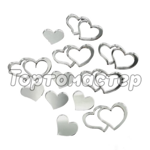 Топпер декоративный Сердечки Серебро 6 шт 03557-1