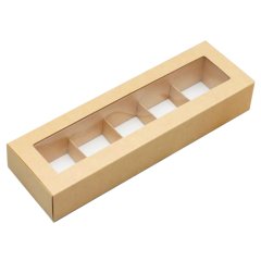 Коробка на 5 конфет с окошком Крафт 5 шт КО0036, КУ-00557