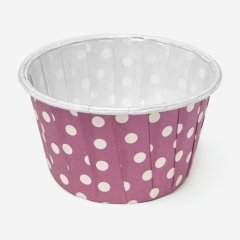 Капсула бумажная с подворотом Сиреневая в белый горошек D50 H40 1 шт Б-21		