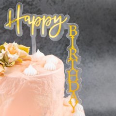 Топпер декоративный акриловый "Happy Birthday" Золото 20,9x12,7 см , 119 ₽ Топпер декоративный акриловый "Happy Birthday" Золото 20,9x12,7 см