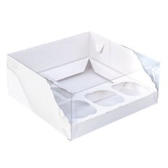 Коробка для бенто-торта и капкейков Белая 23х23х10 см 
