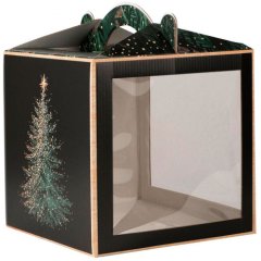 Коробка для торта с окном и ручкой Новый год 20х20х20 см 7045778