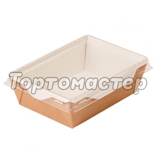 Коробка с пластиковой крышкой Крафт 16х12х4,5 см ECO OpSalad 500