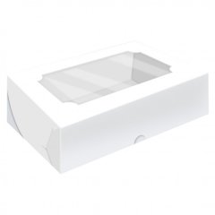 Коробка для зефира с окном Белая 25х15х7 см КУ-210 