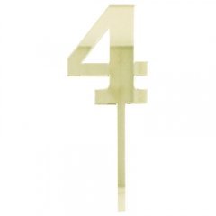 Топпер декоративный акриловый Цифра малая "4" Золото 