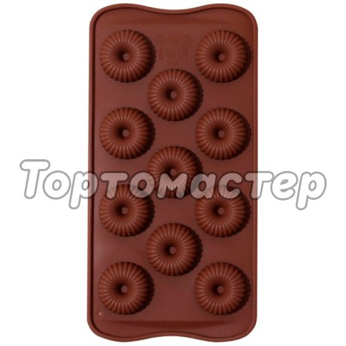 Форма силиконовая Рифлёный пончик 11 шт 6032574