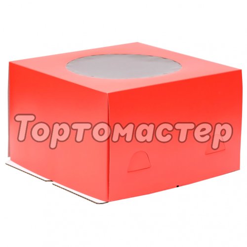 Коробка для торта с окном Красная 30х30х19 см 4638339