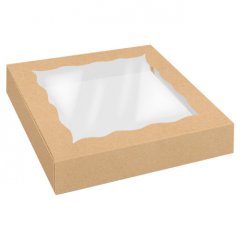 Коробка для печенья/конфет с окном Крафт 20х20х4 см 5 шт КУ-201 