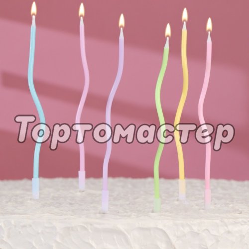 Свечи декоративные Серпантин Пастель 16,5 см 6 шт 7582967