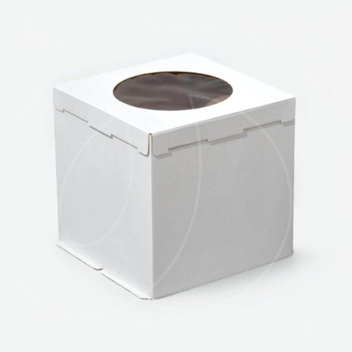 Коробка для торта с окном белая 40х40х35 см 