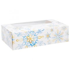 Коробка на 4 эклера и эскимо с окном Снежинки 25х15х7 см 7036381