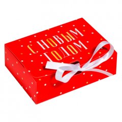 Коробка для сладостей "С Новым Годом. Горошек" красная 5004049