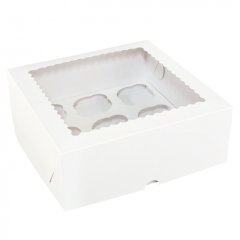 Коробка на 9 капкейков Белая с фигурным окном 