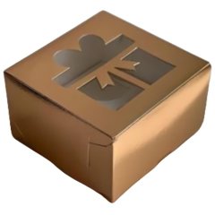 Коробка на 4 капкейка с окошком Золото 16х16х10 см 040953