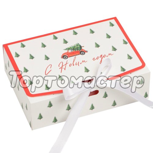 Коробка для сладостей двухсторонняя "С Новым Годом/Ёлочки" 16,5х12,5х5 см 7779433