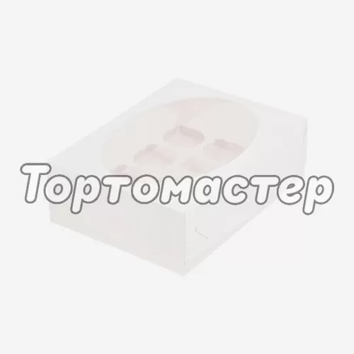 Коробка на 12 капкейков с окном белая 040510 ф