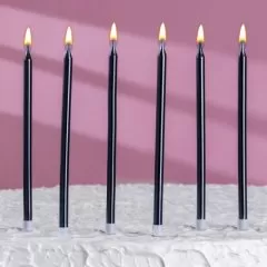 Свечи декоративные Чёрный металлик 13 см 6 шт 7597555