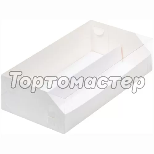 Коробка для 12 макарон с прозрачной крышкой и ложементом белая 080370 ф