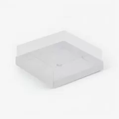 Коробка на 4 пирожных с прозрачной крышкой белая 19х19х8 см 070560