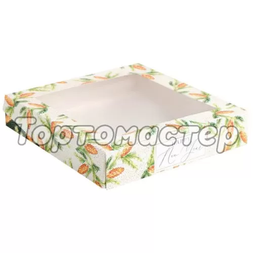 Коробка для сладостей с окном "Шишки" 20х20х4 см 7028541