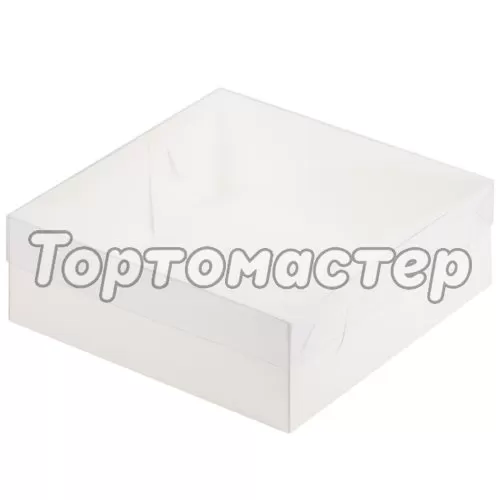 Коробка для печенья/конфет с прозрачной крышкой белая 20х20х7см 070260 ф