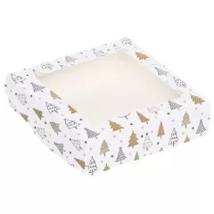 Коробка для сладостей с окном "Ёлочки" 15х15х4 см 9912346