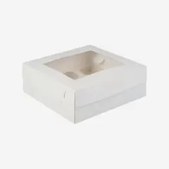 Коробка на 9 капкейков с окном белая 25х25х10 см КУ-097,00059