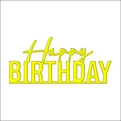 Топпер акриловый "Happy Birthday" Золото 11х5 см ТСК70