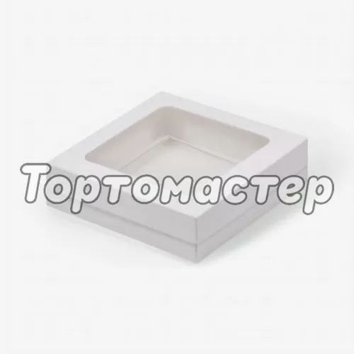 Коробка для сладостей с окном белая 15х15х4 см 070710