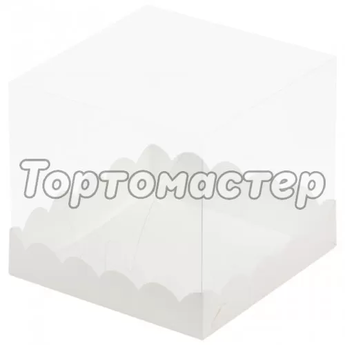 Коробка для торта с прозрачной крышкой белая 15х15х14 см 22100