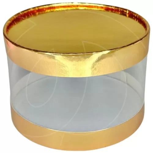 Коробка для бенто-торта, пирожных, зефира золотая 12х7 см 070481